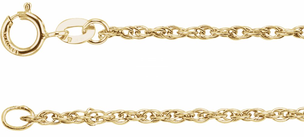 14K Yellow Gold 1.5 mm Rope 18" Chain