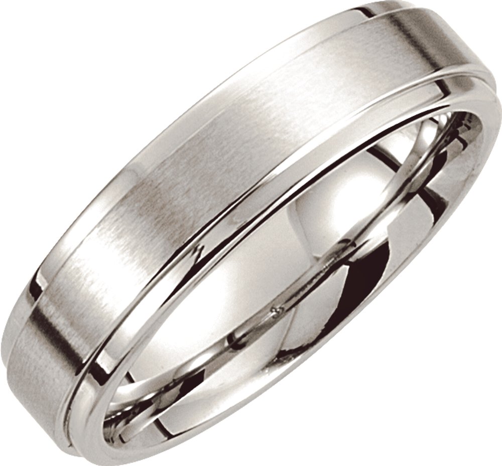 Cobalt 6 mm Satin Finished Ridged Band Size 7.5