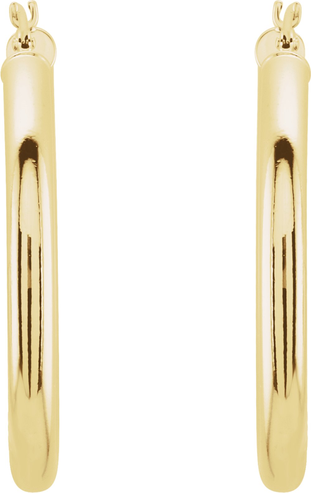 14K Yellow Gold Tube 30 mm Hoop Earrings