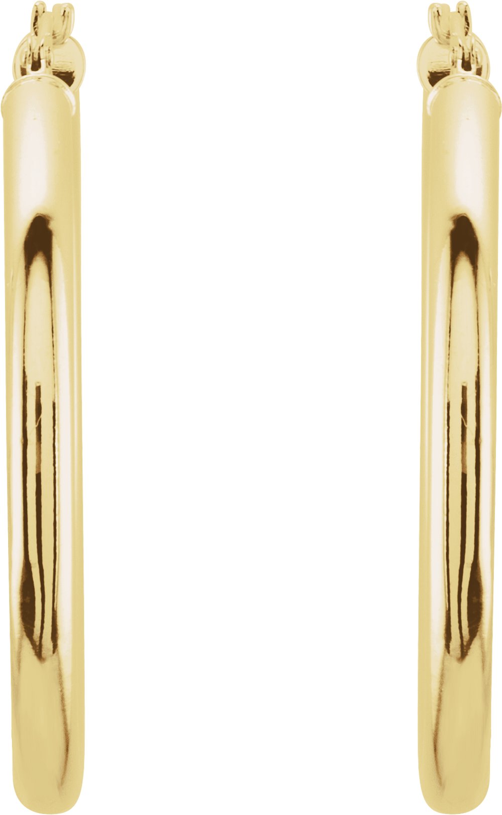 14K Yellow Gold Tube 35 mm Hoop Earrings