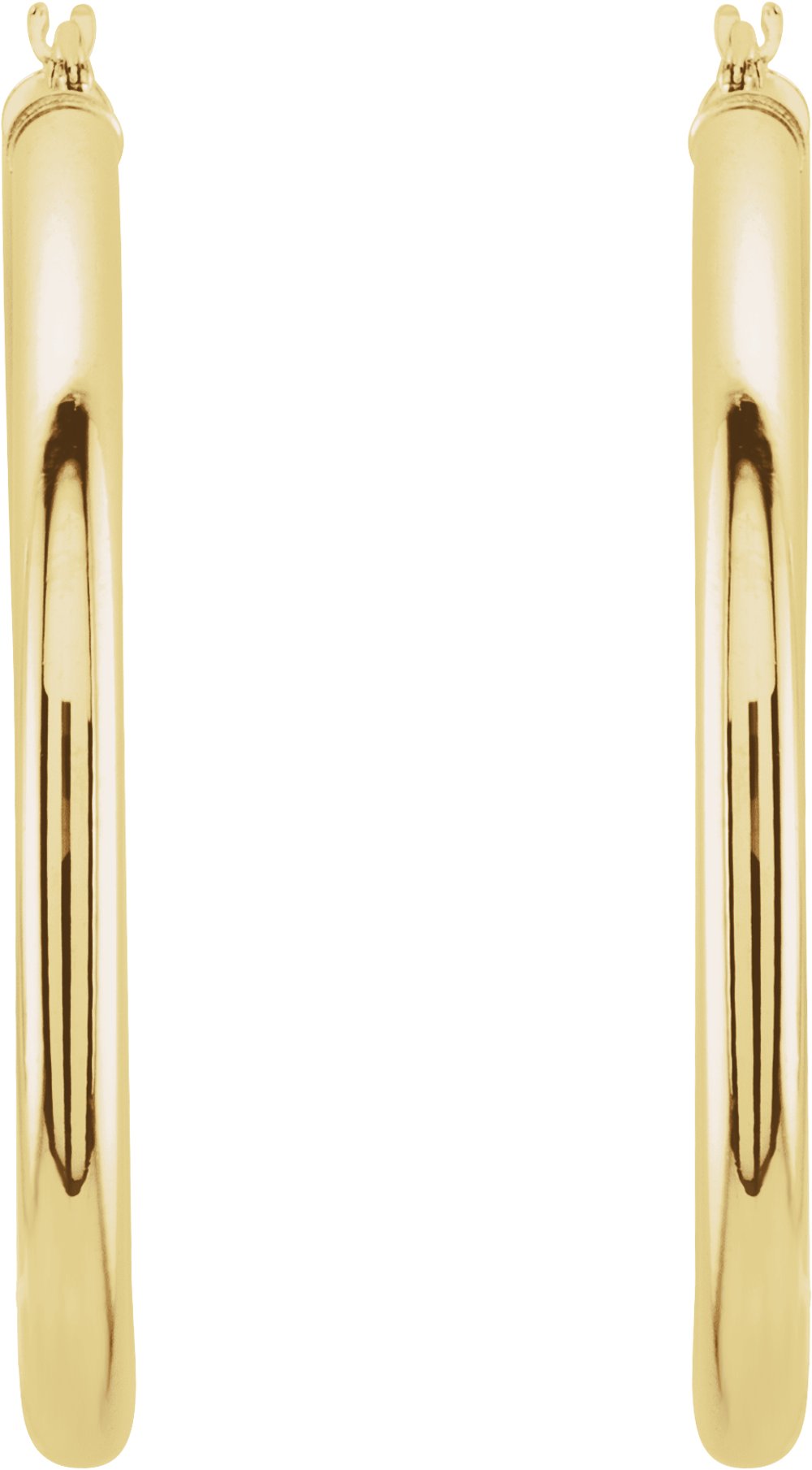 14K Yellow Gold Tube 40 mm Hoop Earrings