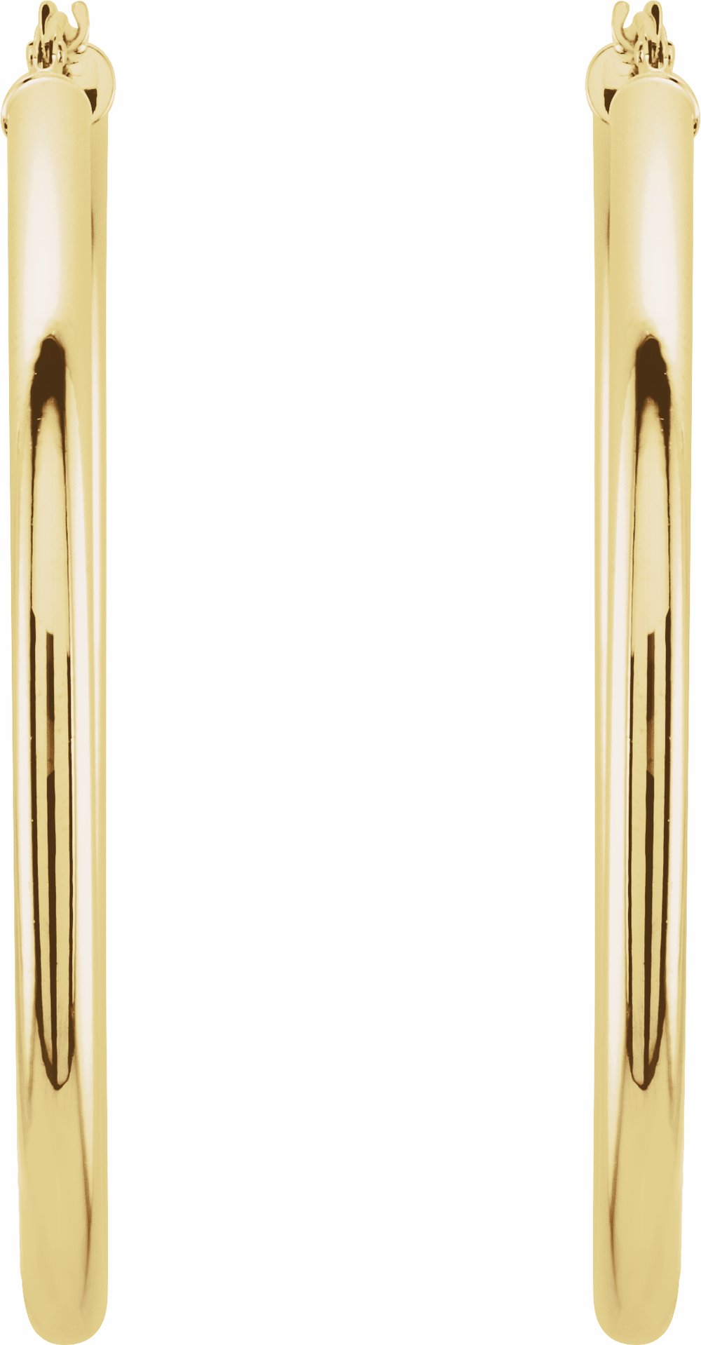 14K Yellow Gold Tube 48 mm Hoop Earrings