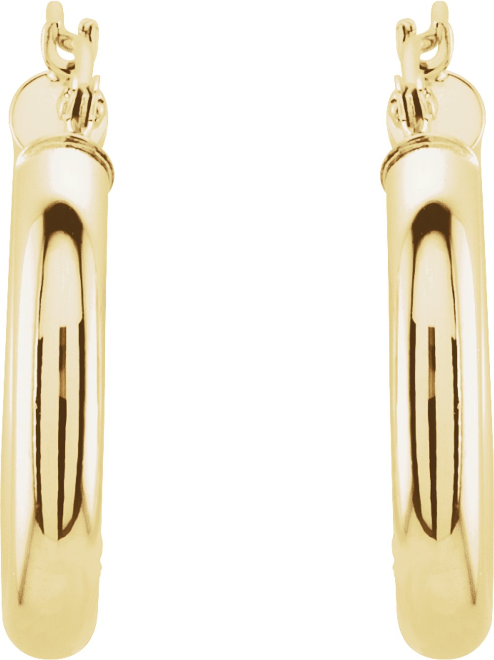 14K Yellow Gold Tube 20 mm Hoop Earrings