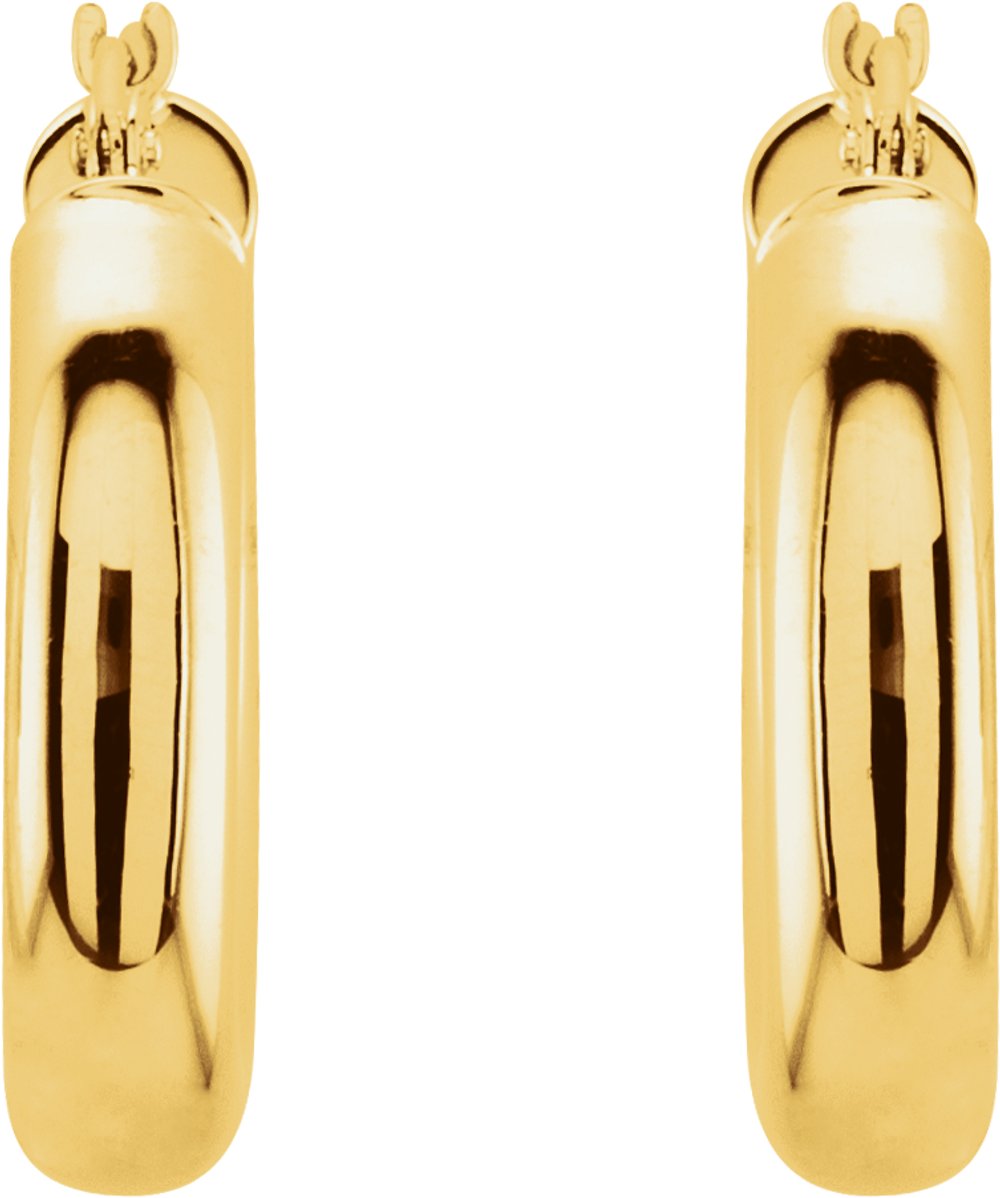 14K Yellow Gold Tube 20 mm Hoop Earrings