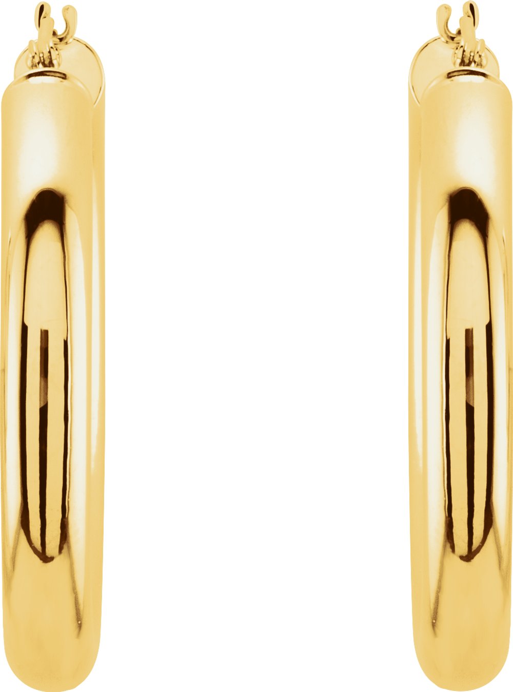 14K Yellow Gold Tube 30 mm Hoop Earrings