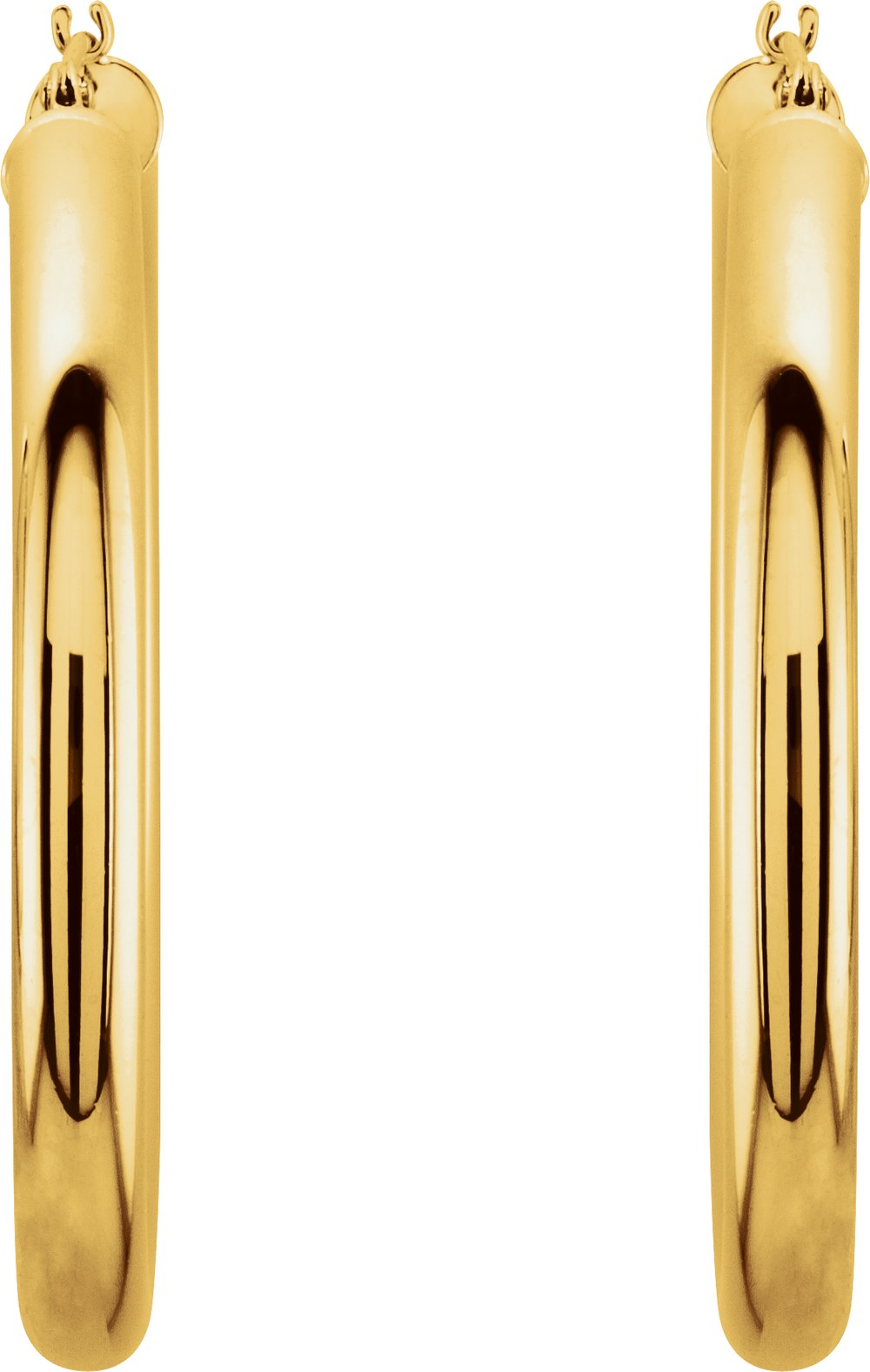 14K Yellow Gold Tube 40 mm Hoop Earrings