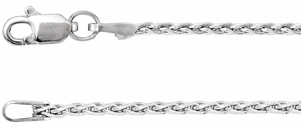 14K White Gold 1.5 mm Wheat 18" Chain