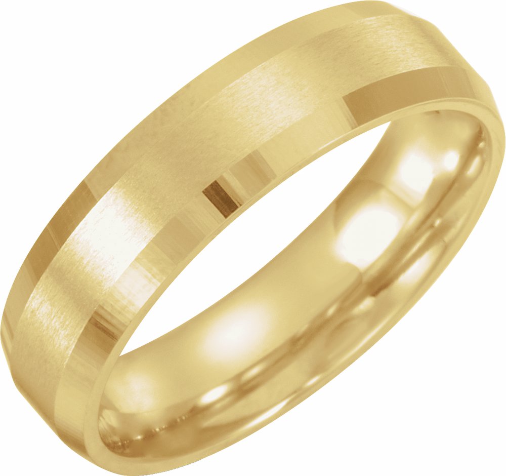 14K Yellow 5 mm Beveled-Edge Band with Satin Finish Size 8