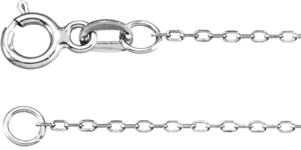 14K White .80 mm Diamond-Cut Cable 18" Chain