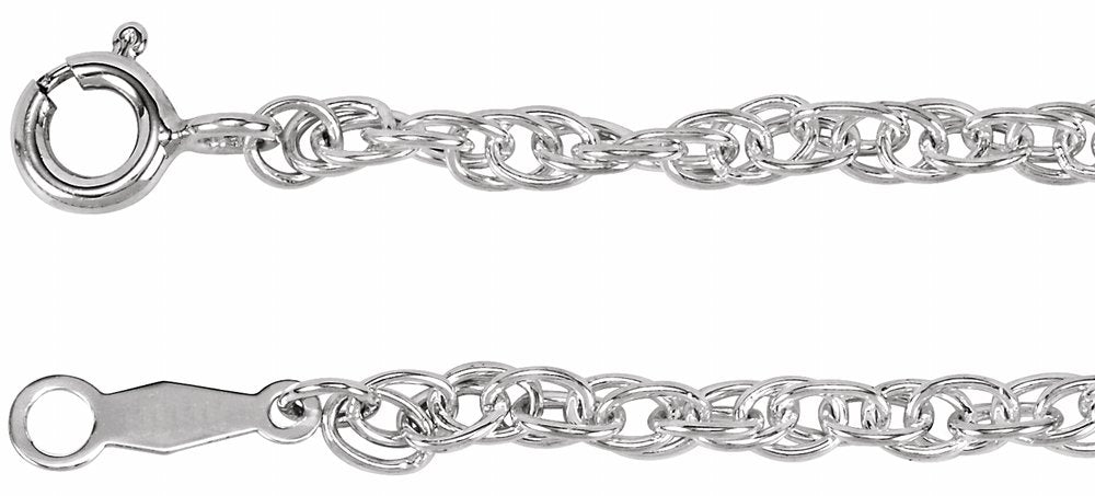 Sterling Silver 2.5 mm Rope 7" Chain