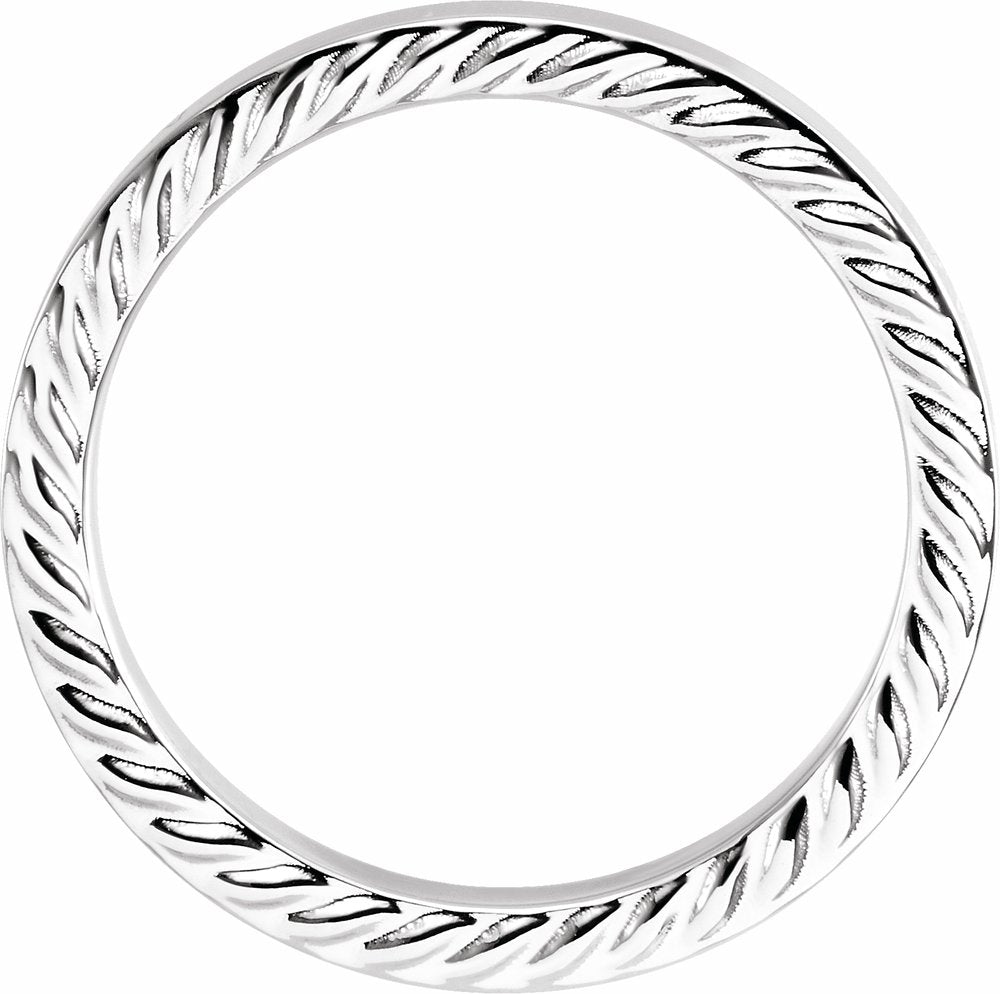 14K White Gold 6 mm Rope Edge Flat Band Size 11