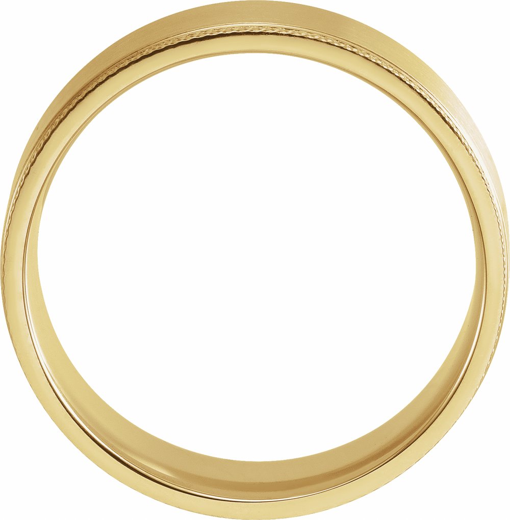 14K Yellow Gold 7 mm Knurled Stepped-Edge Flat Band Size 9