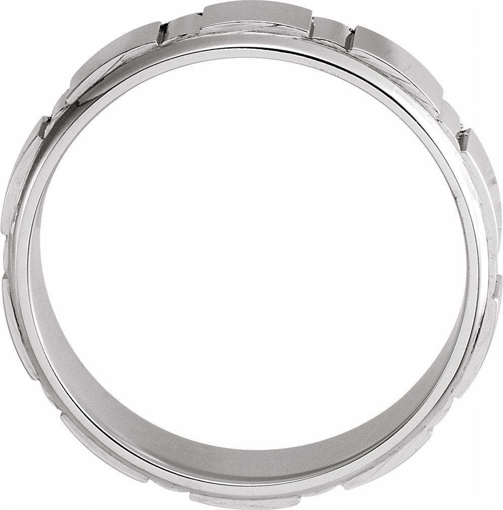 14K White Gold 6 mm Grooved Flat Band Size 9