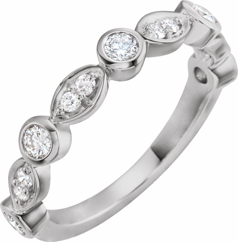 14K White 1/2 CTW Natural Diamond Anniversary Band