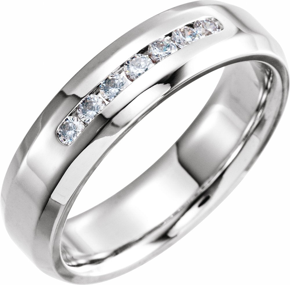 14K White Gold 1/4 CTW Natural Diamond Beveled-Edge Band Size 10