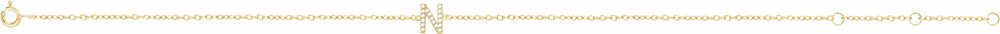 14K Yellow Gold .06 CTW Natural Diamond Initial N 6-7" Bracelet