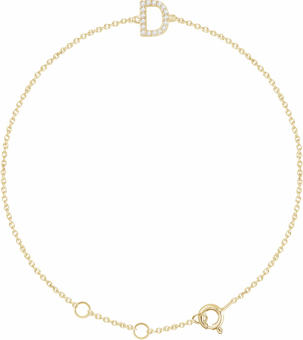 14K Yellow Gold Vermeil .06 CTW Lab-Grown Diamond Initial D 6-7" Bracelet