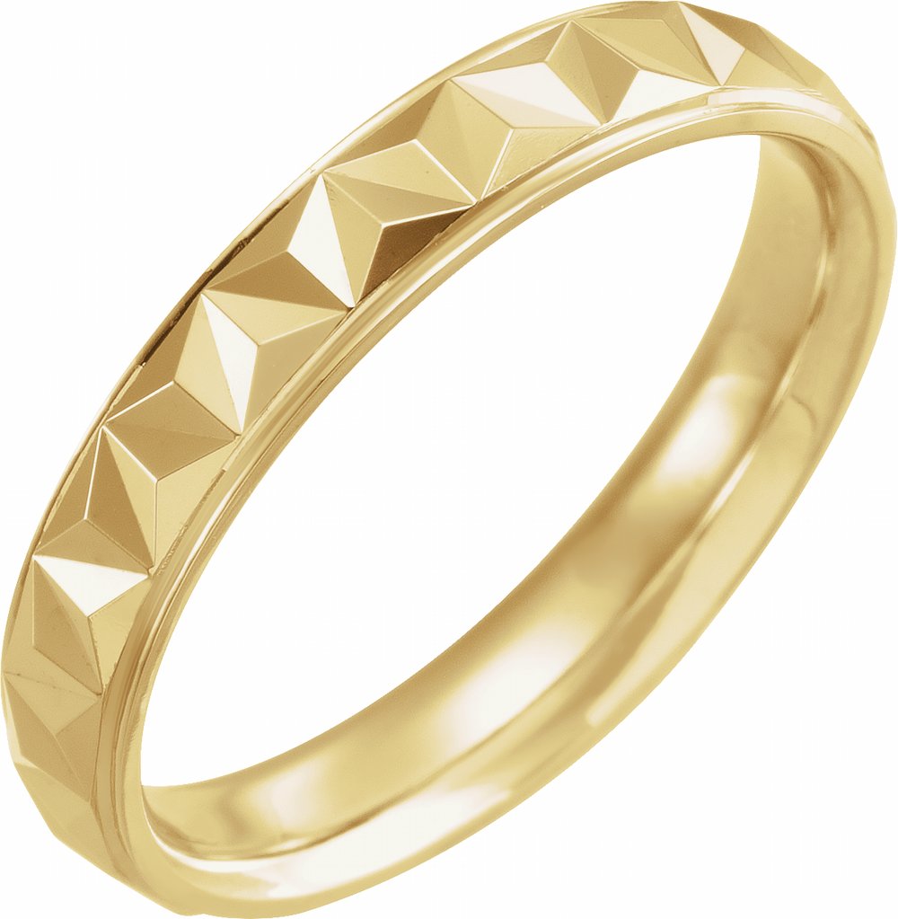 14K Yellow Gold 4 mm Stepped-Edge Geometric Half Round Band Size 9