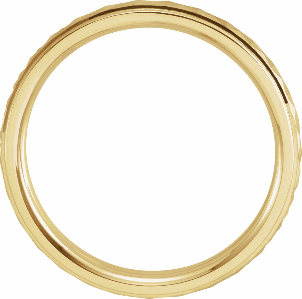 14K Yellow Gold 3 mm Stepped-Edge Geometric Half Round Band Size 7
