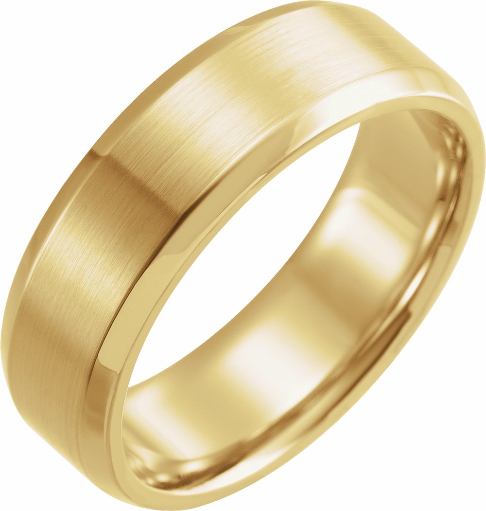 10K Yellow 7 mm Beveled-Edge Band with Satin Finish Size 8.5