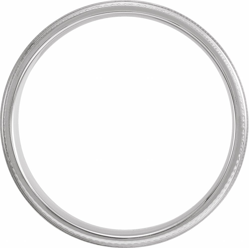 Continuum Sterling Silver 6 mm Knurled Stepped-Edge Flat Band Size 7.5