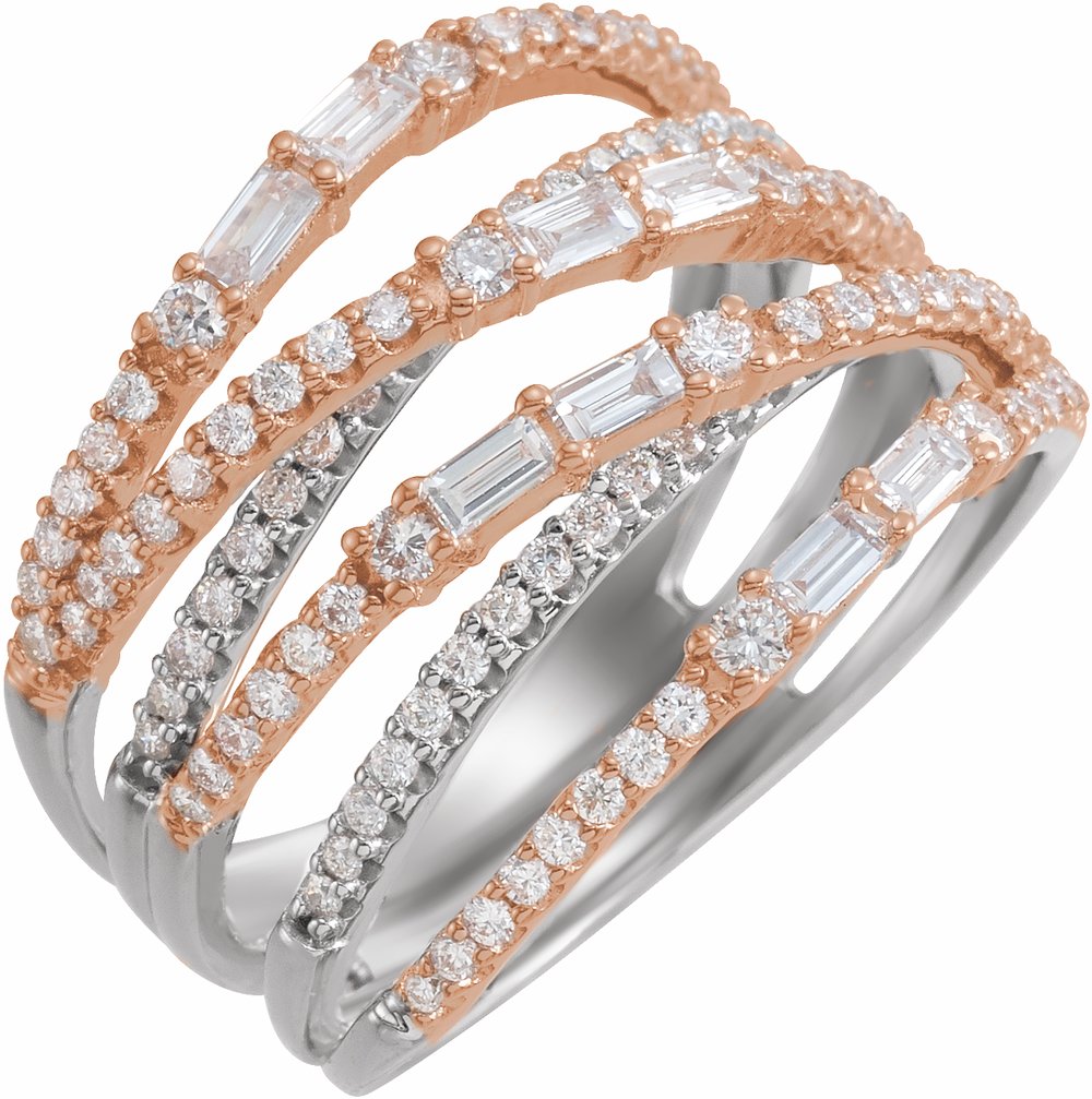 14K White/Rose Gold 1 CTW Natural Diamond Negative Space Ring