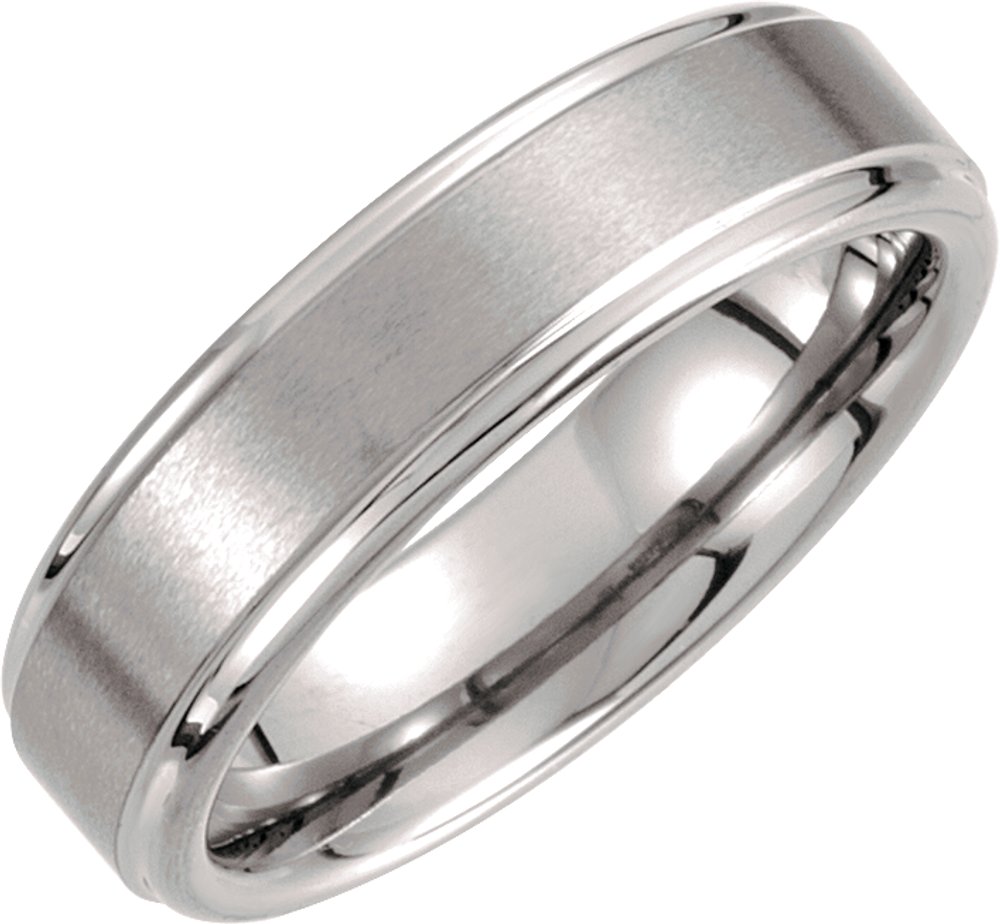 Tungsten 6 mm Stepped-Edge Inlay Comfort-Fit Band Size 7