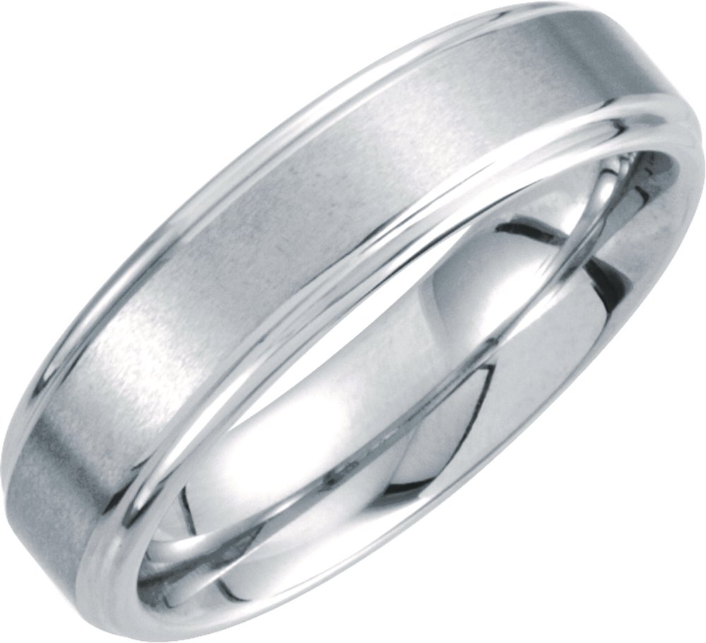White Tungsten 6 mm Stepped-Edge Inlay Comfort-Fit Band Size 7