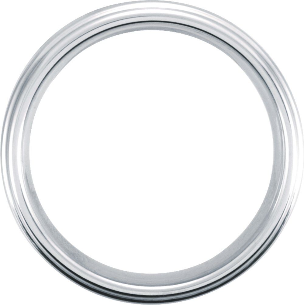 White Tungsten 6 mm Stepped-Edge Inlay Comfort-Fit Band Size 7