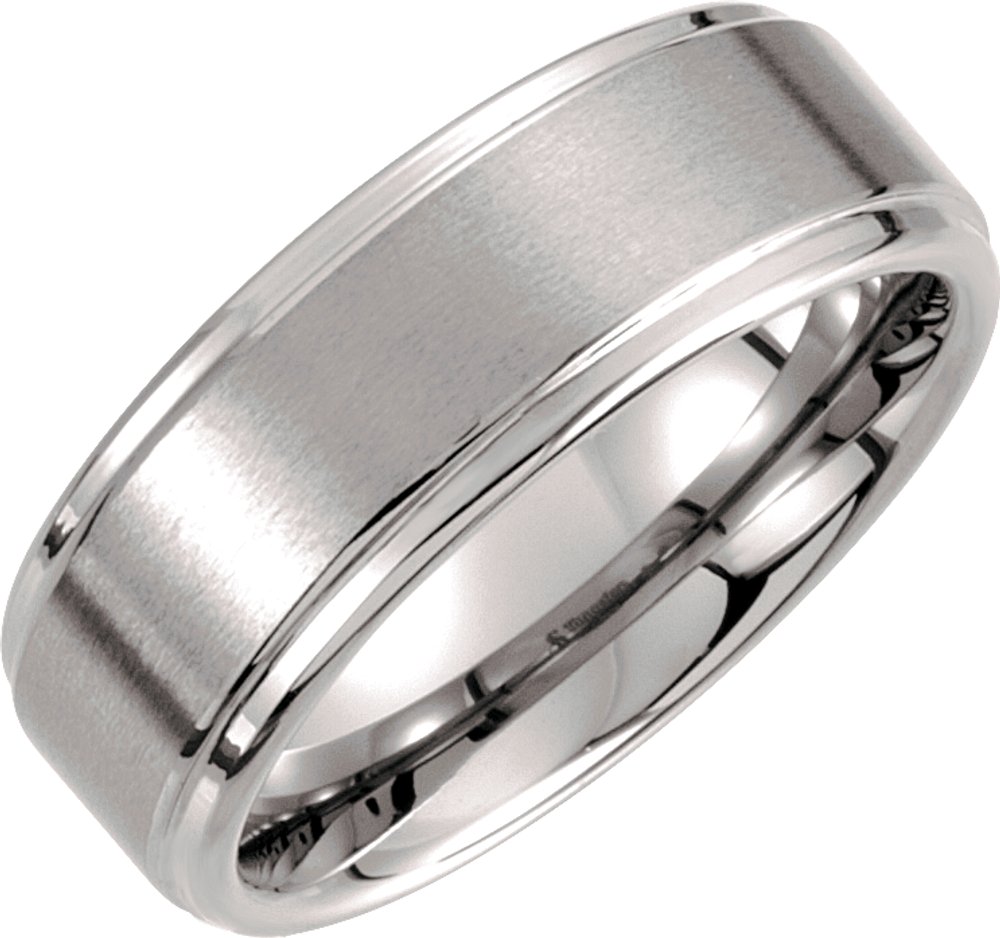 Tungsten 8 mm Rounded Edge Band with Satin Finish Size 8.5