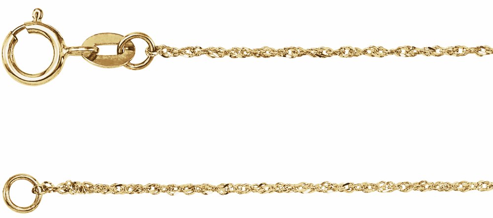 14K Yellow .90 mm Diamond-Cut Singapore 16" Chain