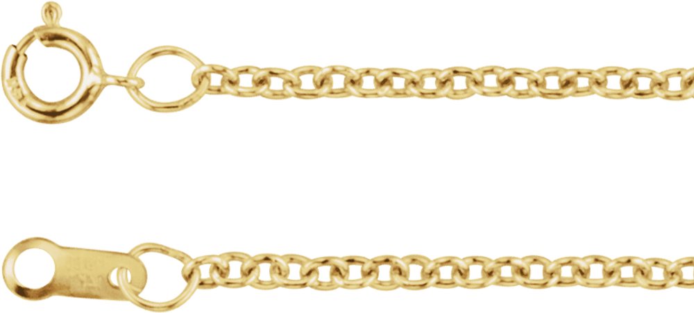 14K Yellow Gold 1.5 mm Cable 7" Chain