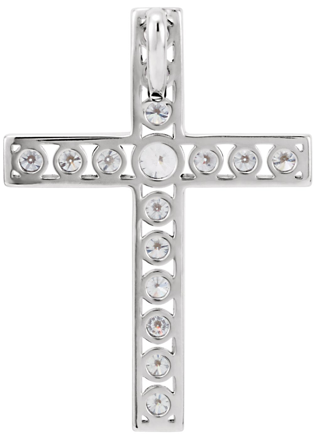 14K White Gold 3/4 CTW Natural Diamond Cross Pendant