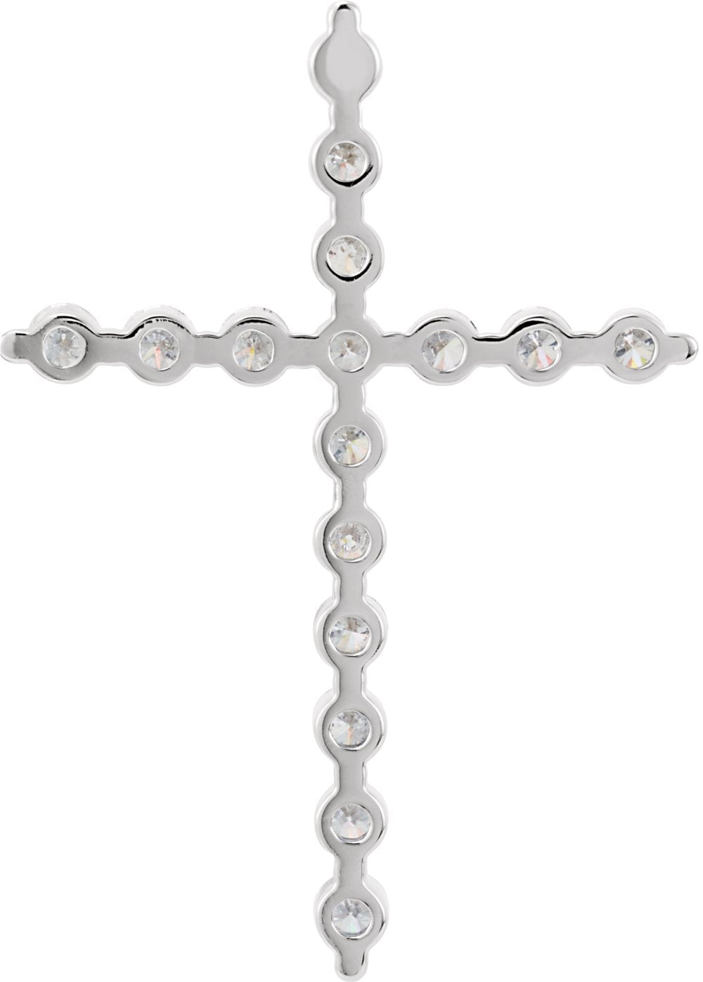 14K White 1 3/8 CTW Natural Diamond Cross Pendant