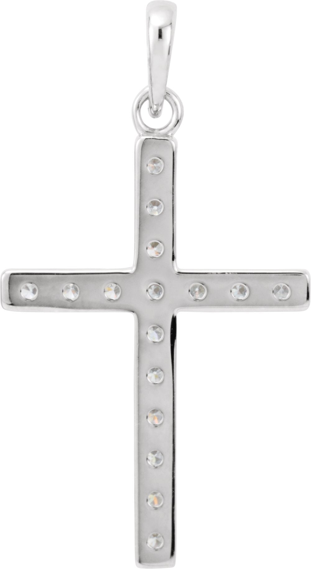 14K White 1/4 CTW Natural Diamond Cross Pendant