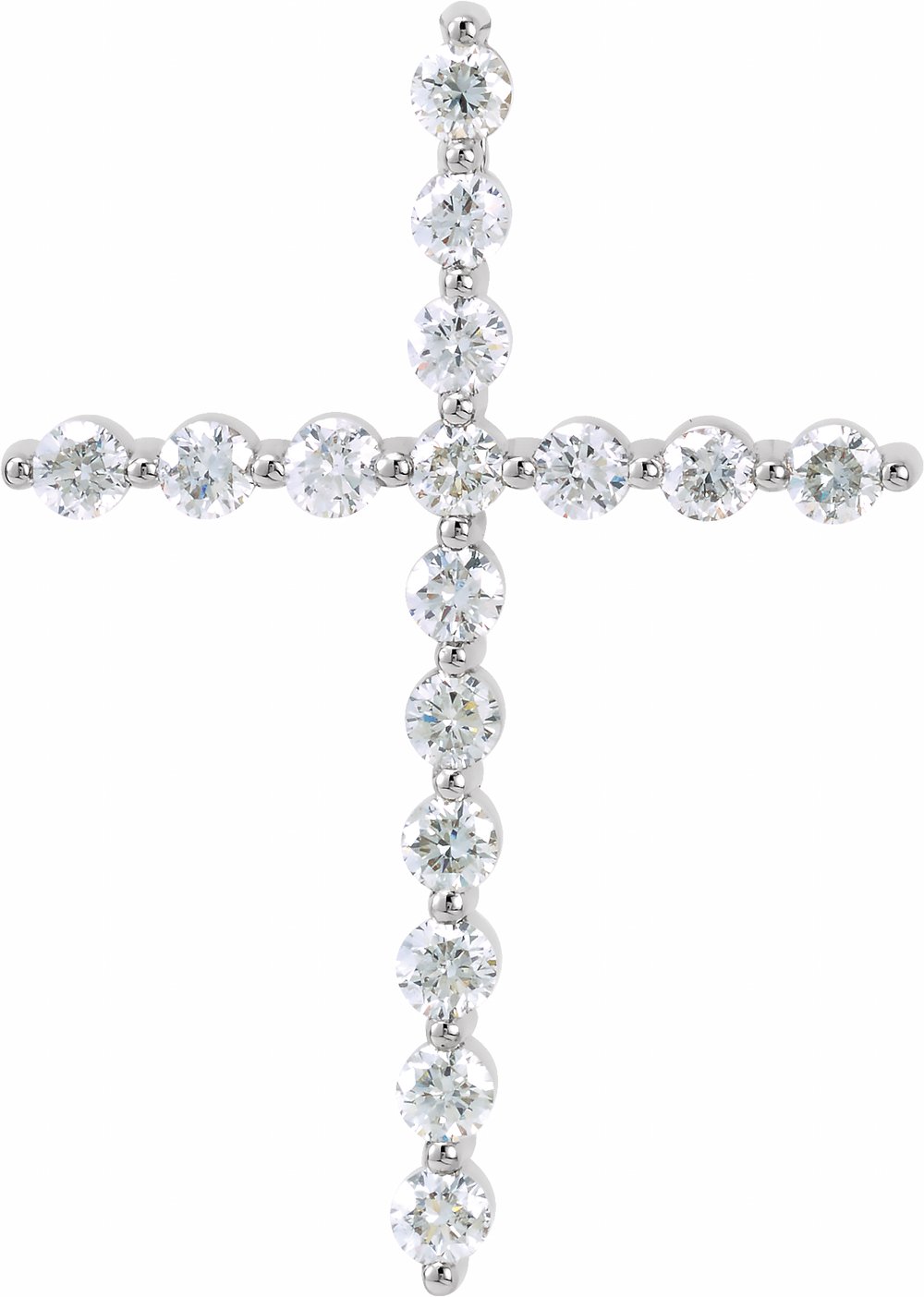 14K White Gold 5/8 CTW Natural Diamond Cross Pendant