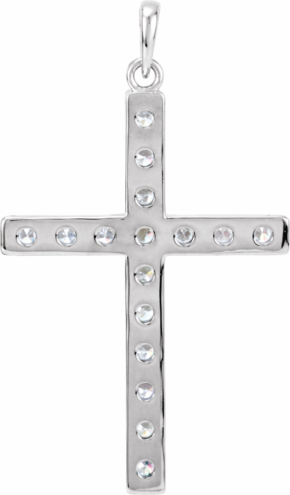 14K White Gold 1 3/8 CTW Natural Diamond Cross Pendant