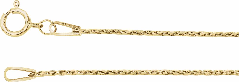 14K Yellow Gold 1 mm Wheat 16" Chain