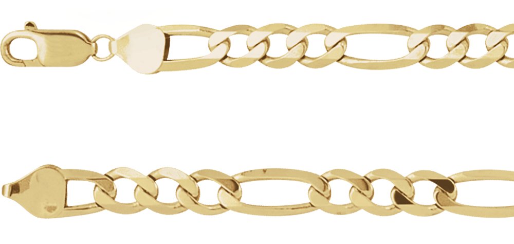 14K Yellow 6.5 mm Figaro 20" Chain
