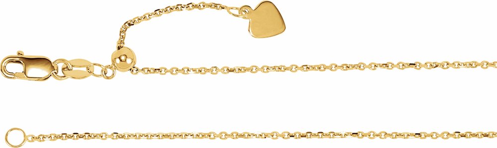 14K Yellow Gold 1 mm Adjustable Cable 16-22" Chain