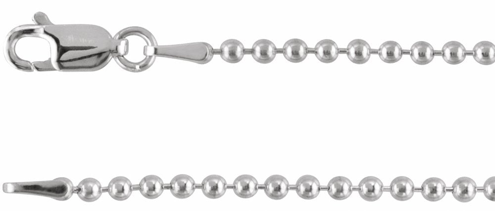 Sterling Silver 2 mm Hollow Bead 7" Chain