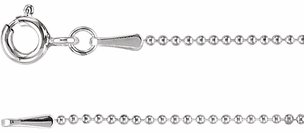 Sterling Silver 1 mm Hollow Bead 7" Chain