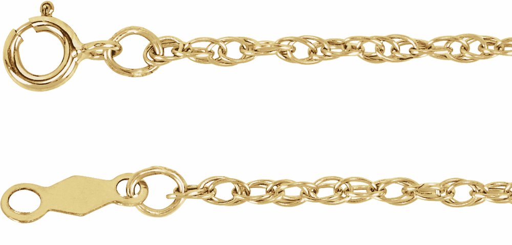 14K Yellow Gold 1.5 mm Rope 16" Chain