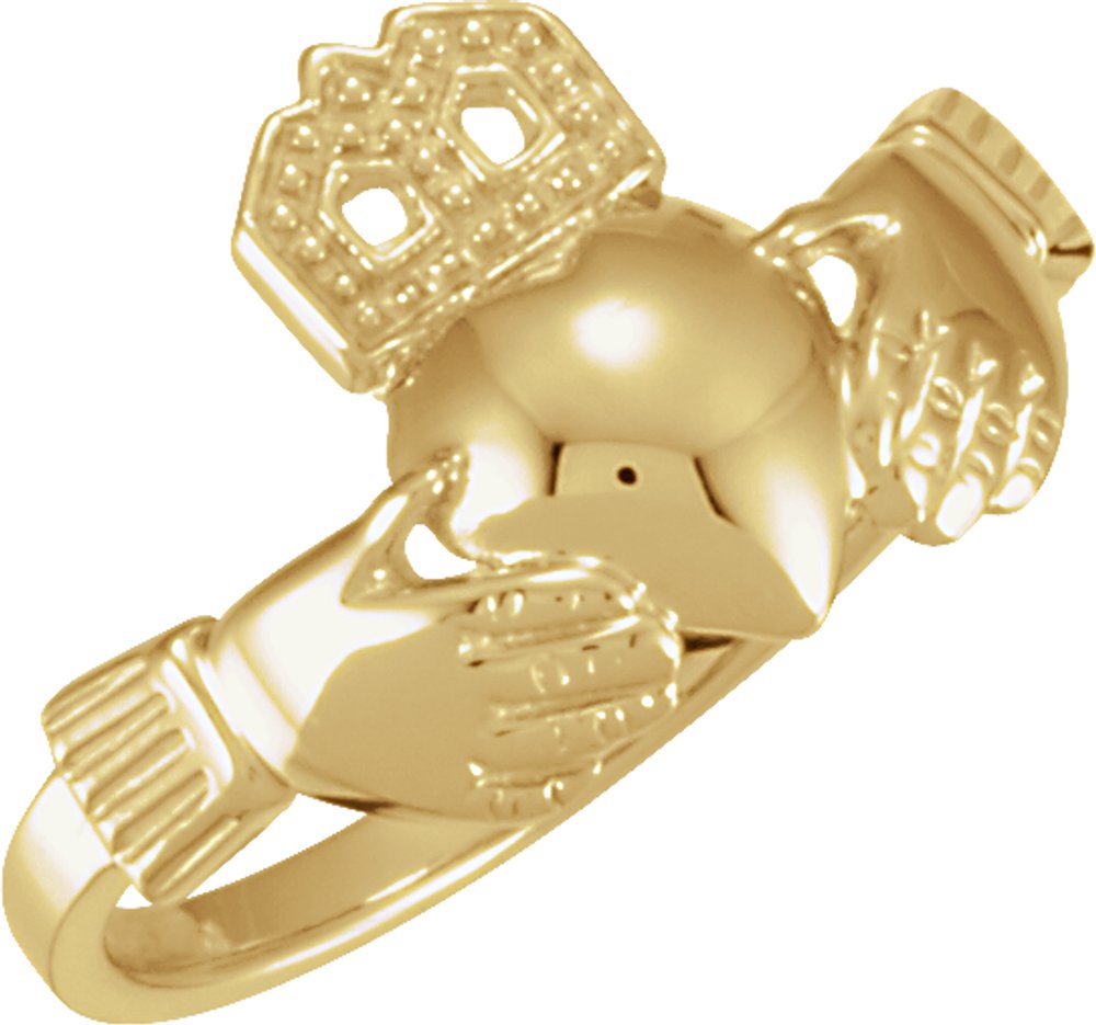 14K Yellow Gold 14x12 mm Claddagh Band