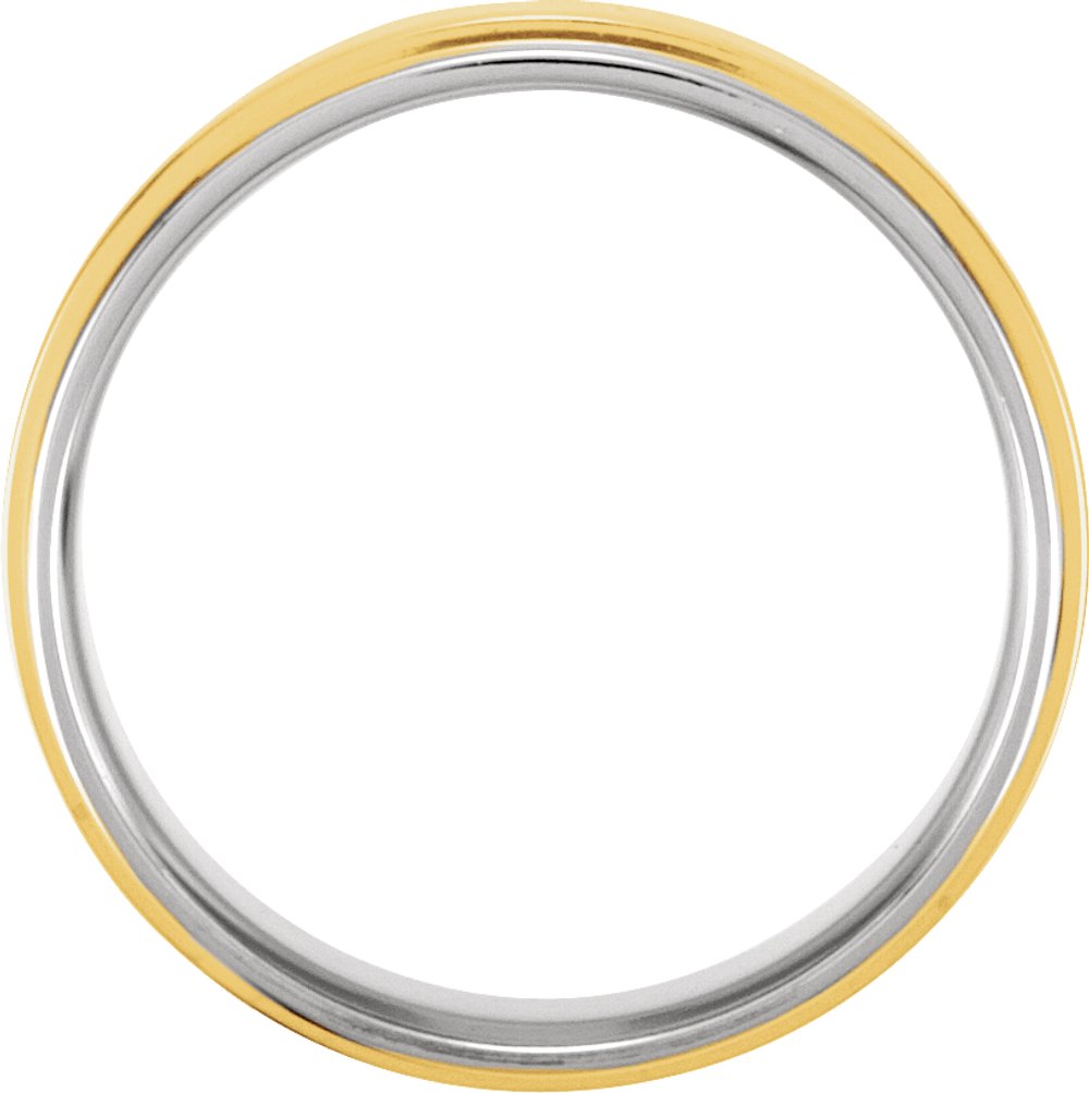 14K White/Yellow/White Gold Inlay 7.5 mm Flat Comfort-Fit Band Size 7