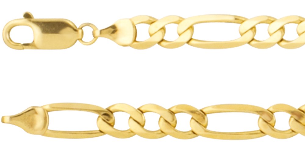 14K Yellow Gold 5.5 mm Figaro 16" Chain