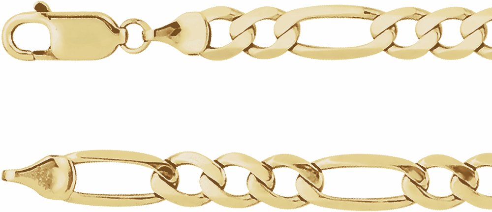 14K Yellow Gold 5.5 mm Figaro 16" Chain