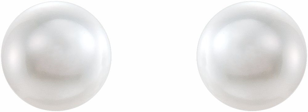 14K Yellow Gold Cultured White Akoya Pearl Earrings