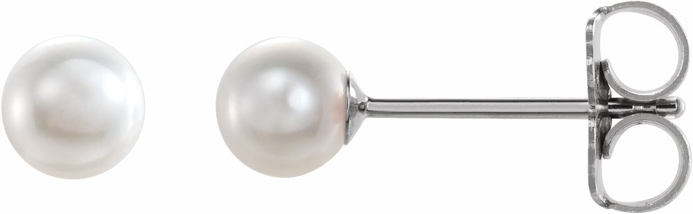 14K White Cultured White Akoya Pearl Earrings