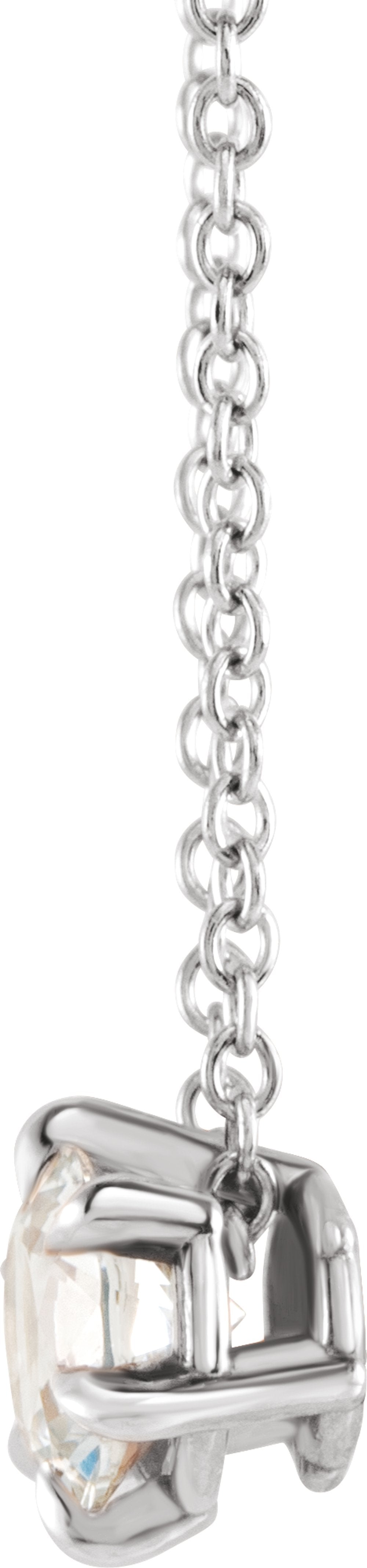 14K White Gold 5/8 CT Lab-Grown Diamond Solitaire 16-18" Necklace